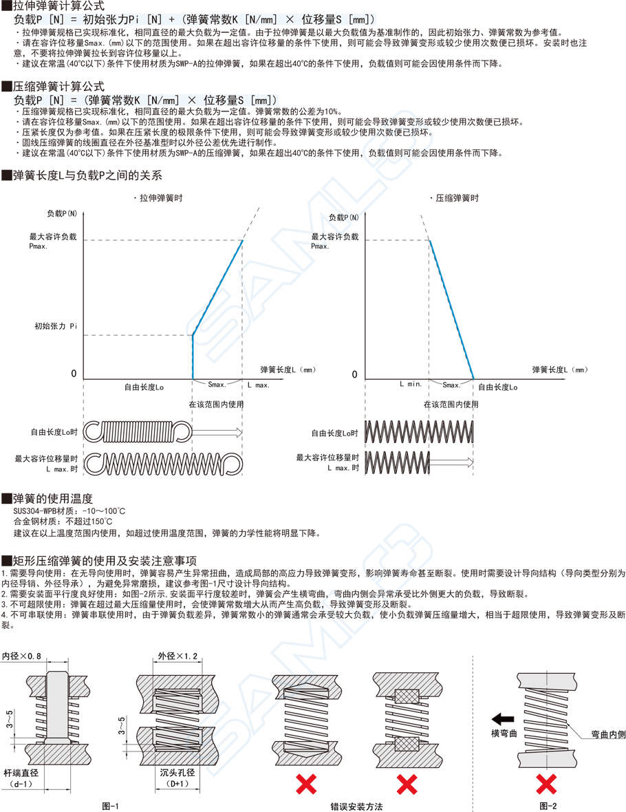 壓縮彈簧-彈簧常數(shù)3.5～29.6使用注意事項(xiàng)