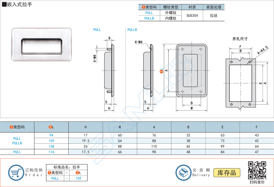 嵌入式拉手門(mén)把手PULL規(guī)格參數(shù)尺寸材質(zhì)
